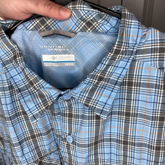 Mens Columbia Silver Ridge Camp Shirt 2XL Blue Plaid - Picture 3 of 6